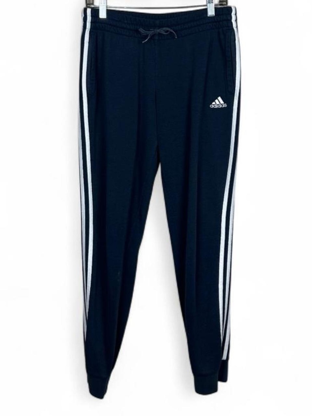 adidas Navy Blue Joggers with White Three-Stripes